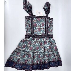 Sea New York Girl Valeria Sleeveless Smocked Cotton Dress Navy Print‎ Size 12Y